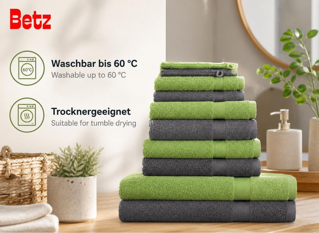 Betz Premium Frottier Handtuch-Set 10-teilig - 2X Duschtücher - 4X Handtücher - 2X Gästetücher - 2X