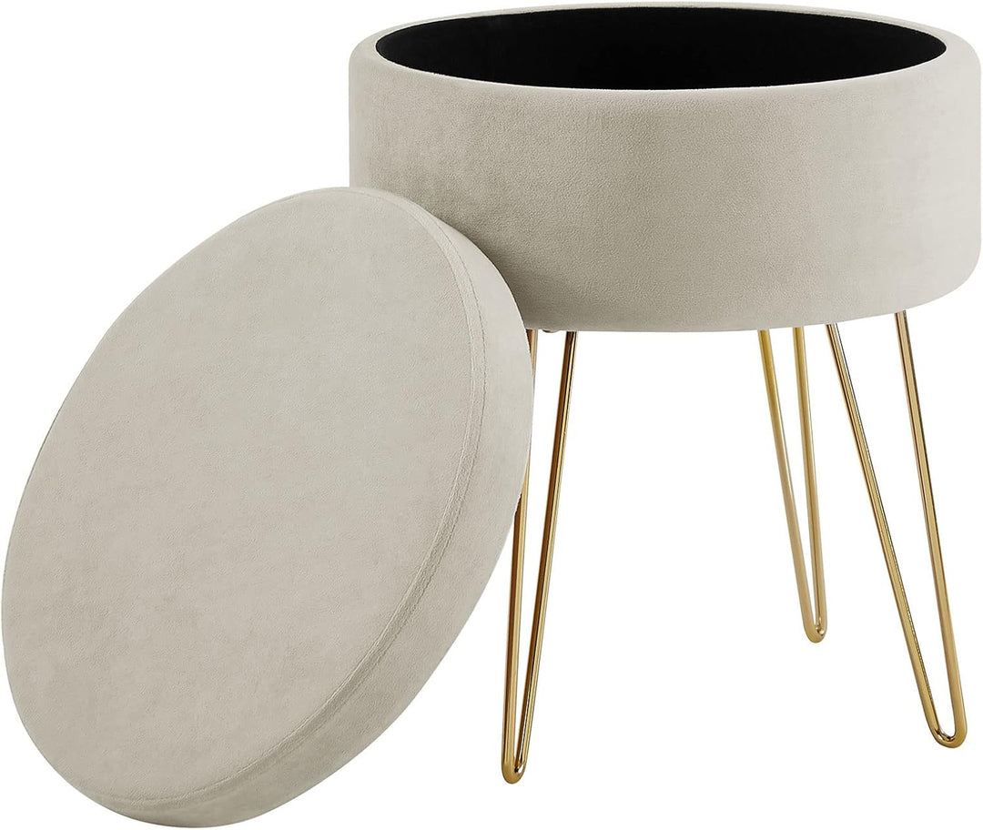 Zedelmaier Runder Sitzhocker Schminktisch Hocker Ottoman Gepolsterter Hocker Abnehmbarer Bezug Metal