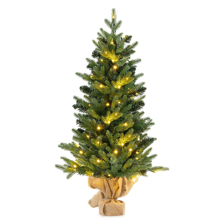 COSTWAY 90 cm künstlicher Weihnachtsbaum mit Beleuchtung, Kleiner Tannenbaum, Tisch-Weihnachtsbaum m