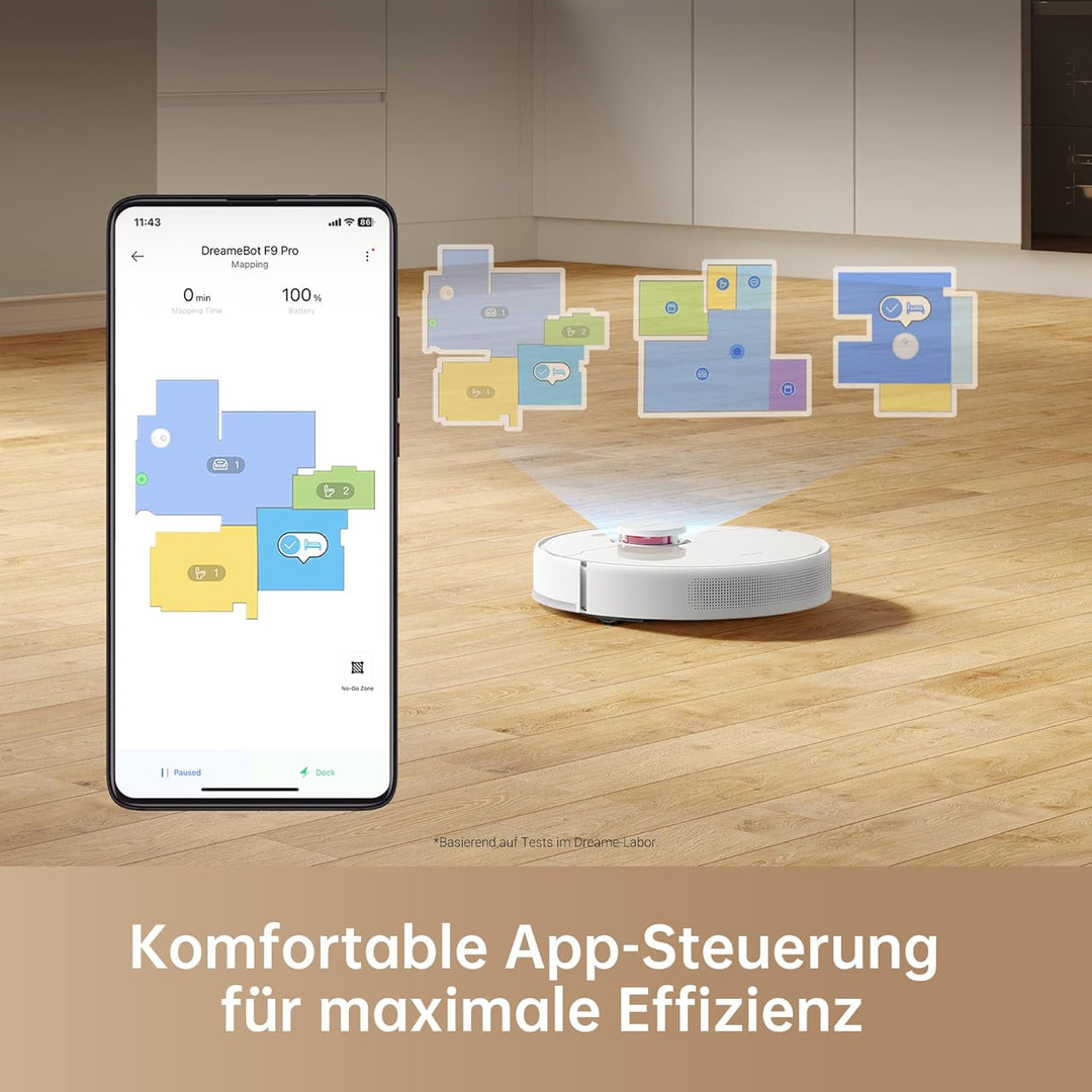 dreame F9 Pro Staubsaugerroboter und Wischmopp 2-in-1, LiDAR Navigation, 150 min Laufzeit, Staubsaug