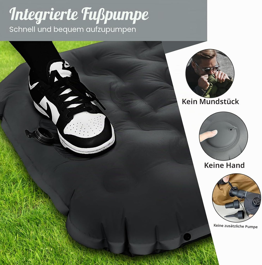 Isomatte Selbstaufblasend mit Fusspresse Pumpe, 12cm Verdicken Isomatte Camping, Ultraleicht Luftmat