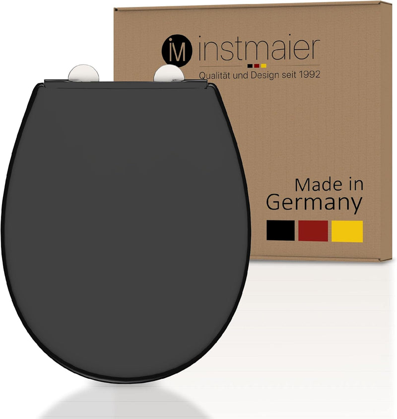 instmaier Toilettendeckel mit Absenkautomatik schwarz | Made in Germany | ovale Form | Toilettensitz