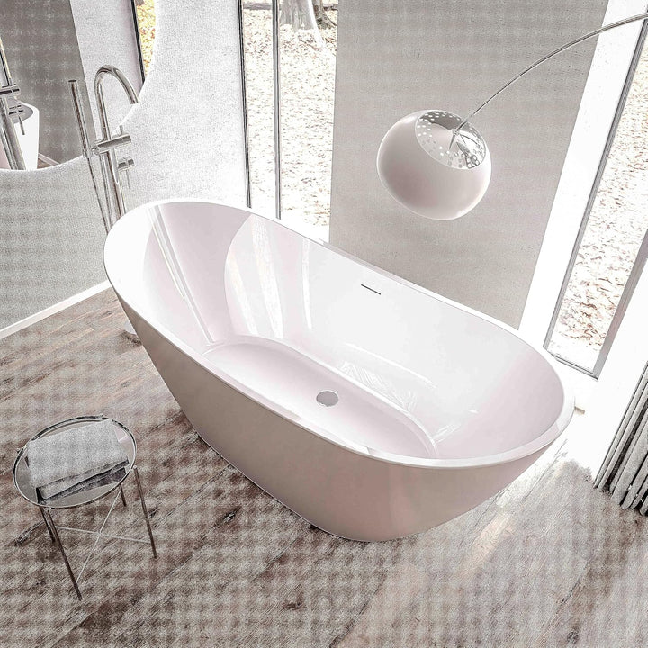 BERNSTEIN Freistehende Badewanne aus Sanitäracryl Standbadewanne Wanne mit Doppelwandiger Konstrukti