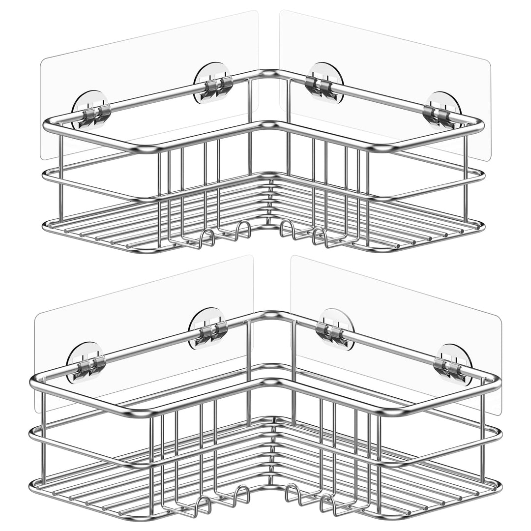 Menbyci Duschablage Ohne Bohren 2 STK, Duschregal Eckregal Badregal SUS304 Edelstahl Metall Rostfrei