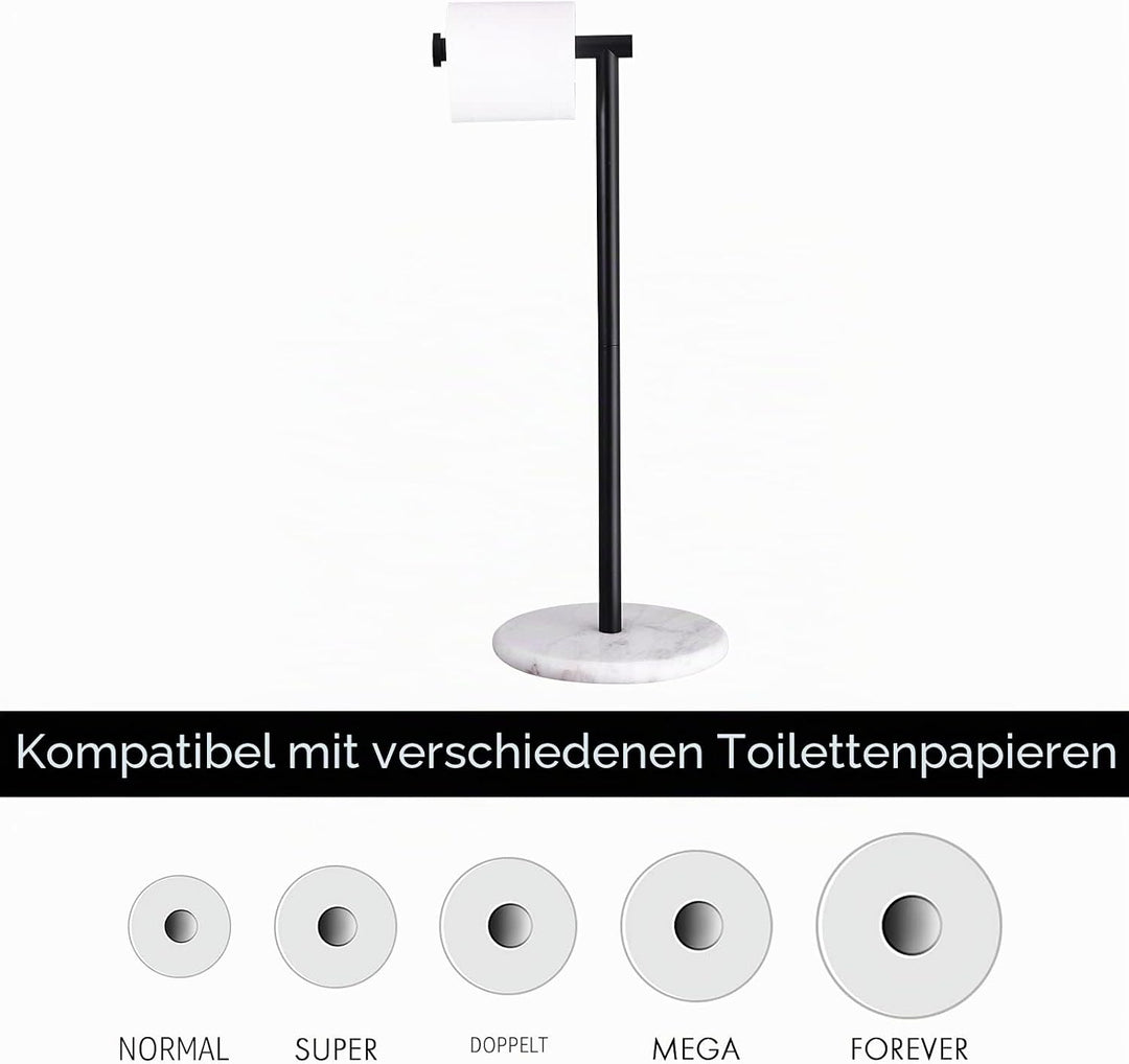 KES Toilettenpapierhalter Stehend Schwarz Matt Klopapierhalter Marmor Klorollenhalter Edelstahl SUS3