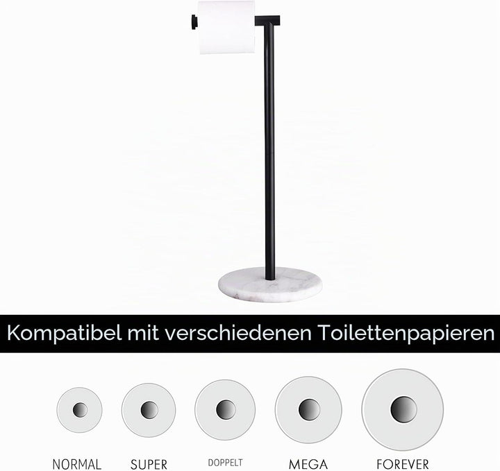 KES Toilettenpapierhalter Stehend Schwarz Matt Klopapierhalter Marmor Klorollenhalter Edelstahl SUS3