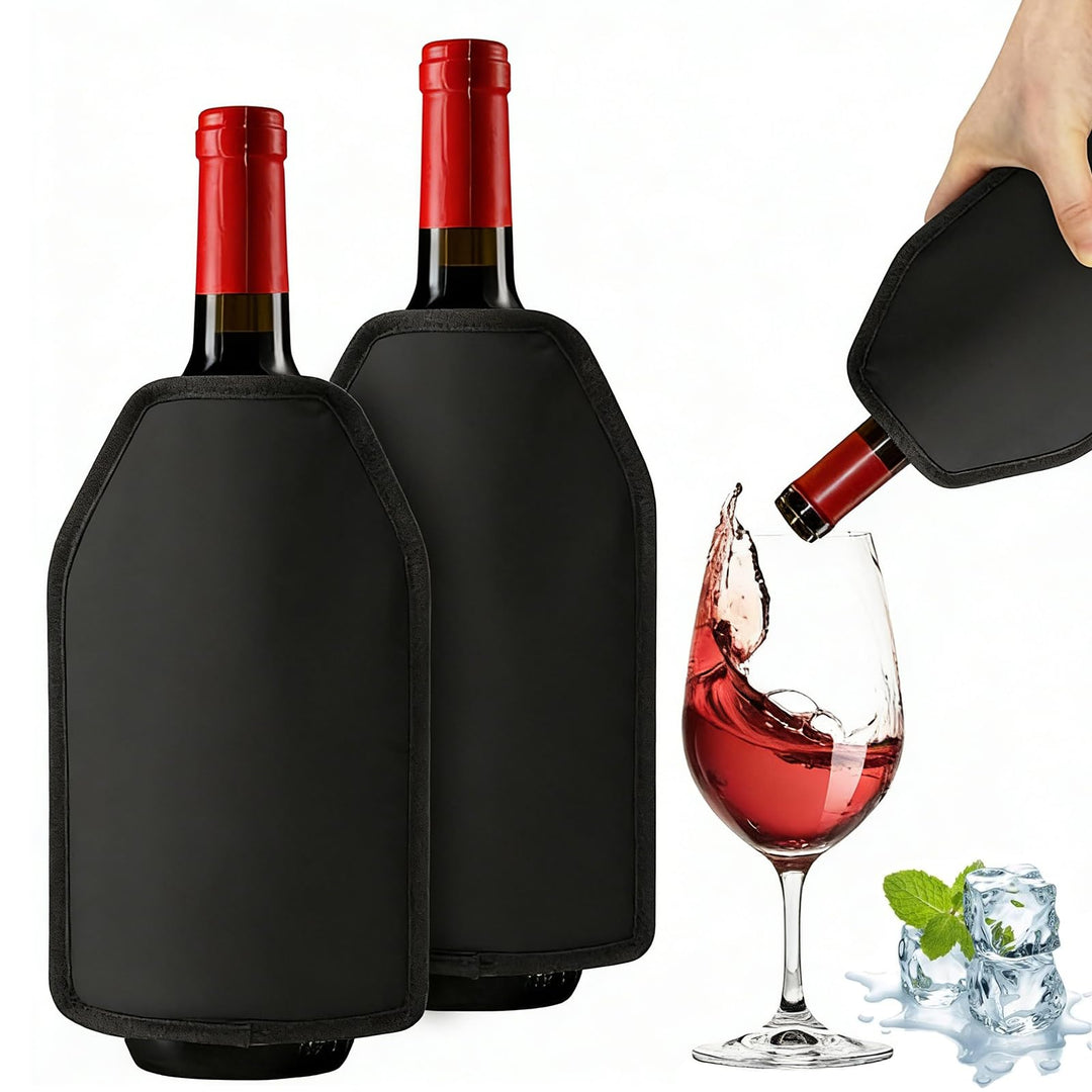 Weinkühler Manschette 2er Set Kühlhülle für Weinflaschen Kühlmanschette für Wein &amp; Sekt, Flaschenküh