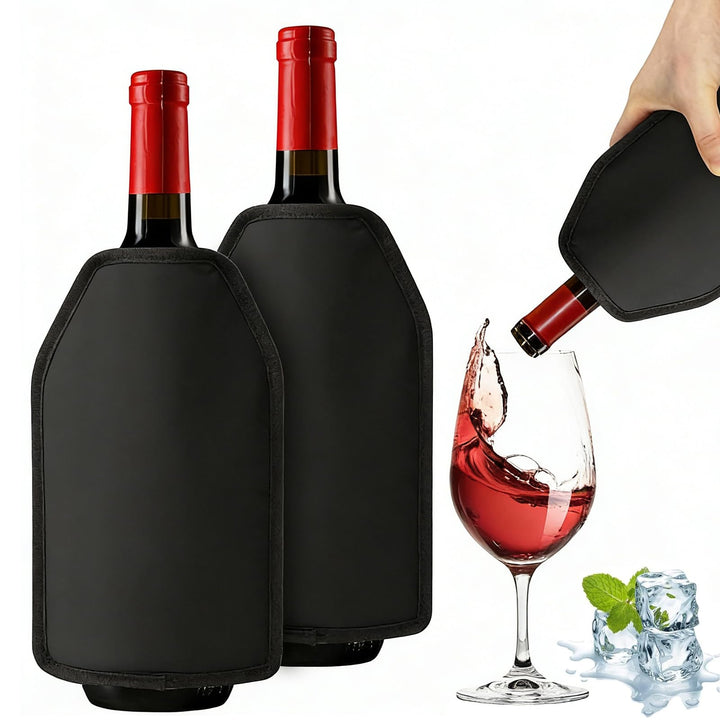 Weinkühler Manschette 2er Set Kühlhülle für Weinflaschen Kühlmanschette für Wein &amp; Sekt, Flaschenküh