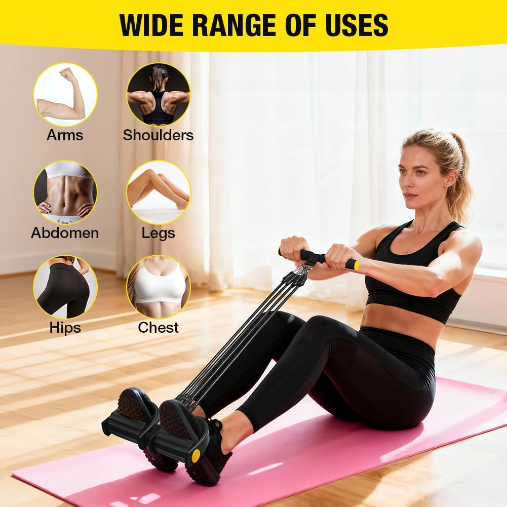 Flintronic Verstellbarer Chest Expander Fitness Widerstandsbänder mit 3 Strings o 5 Strings, Verstel