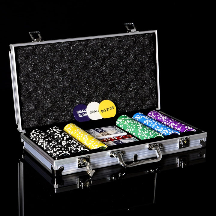 Nexos Pokerkoffer Pokerset 500 300 Laser Pokerchips Poker Komplett Set 12 g Chips Deluxe Grösse wähl