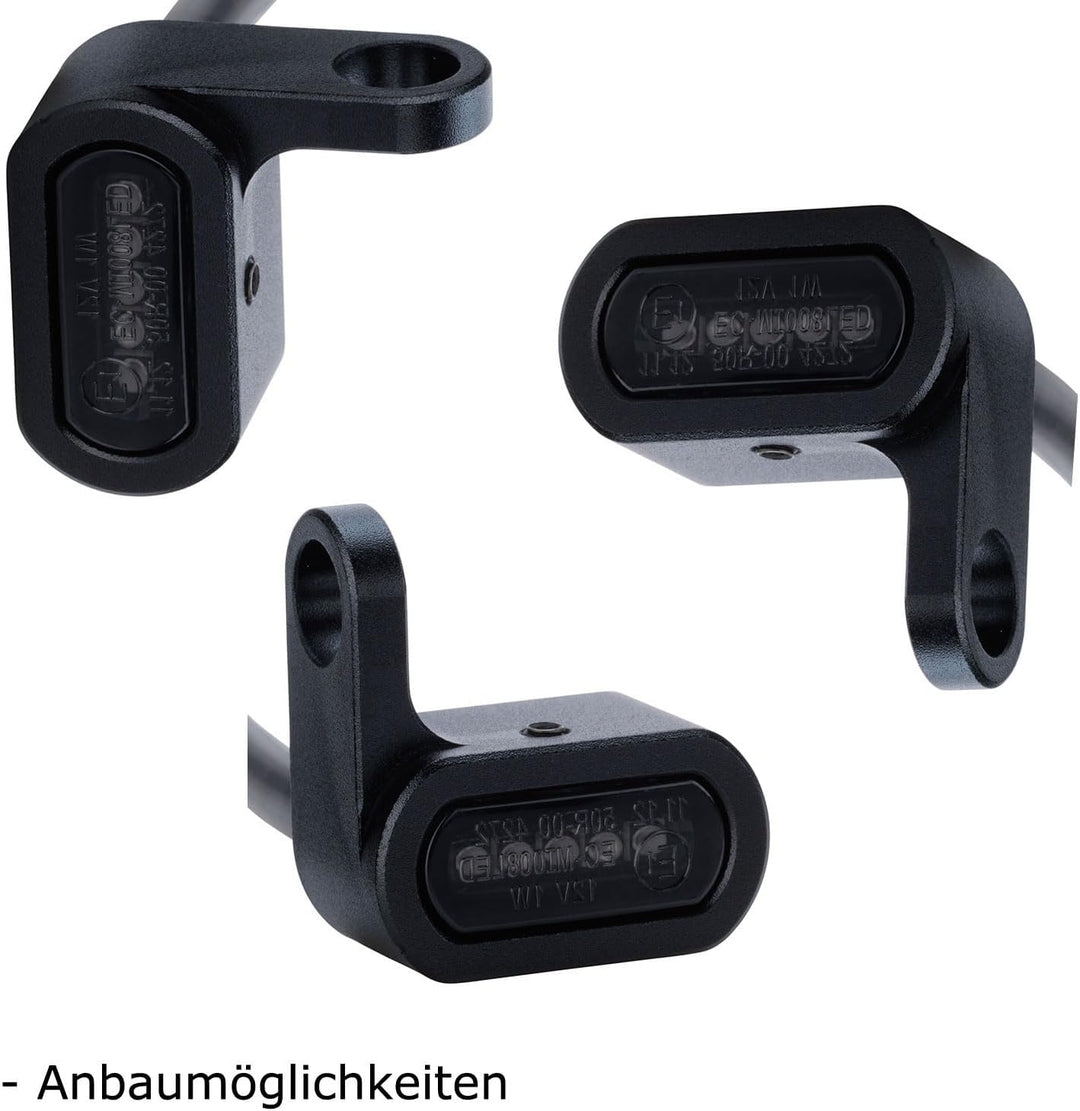 Germany Motorsports LED Motorrad Mini Blinker für Armatur Gabel Fender Custom Chopper Cruiser schwar