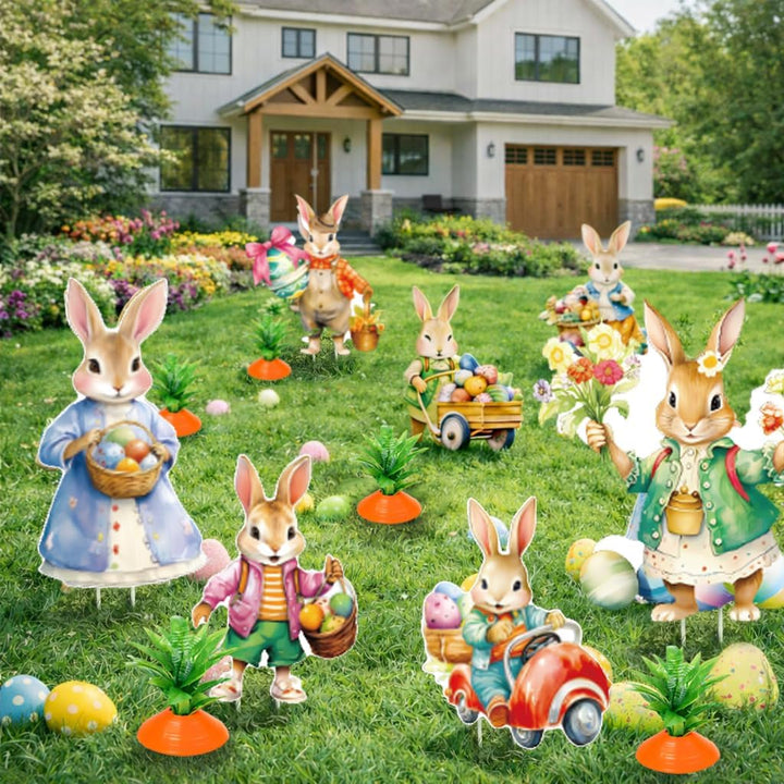 Osterdeko Garten Osterhasen Gartenstecker 12 Stück wetterfest – Gartenstecker Ostern Outdoor, Garten