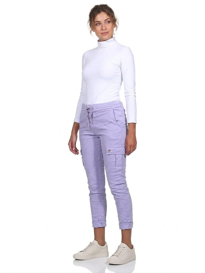Damen schmal geschnittene Hose aus Stretch Classic Cargo Pants für Freizeit Boyfriend Baggyhose Tasc