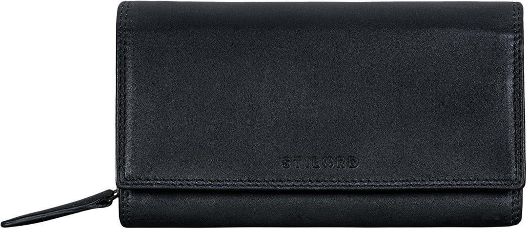 STILORD 'Ellen' Leder Geldbörse Damen RFID und NFC Schutz in stilsicherer Geschenkbox Grosses Portem