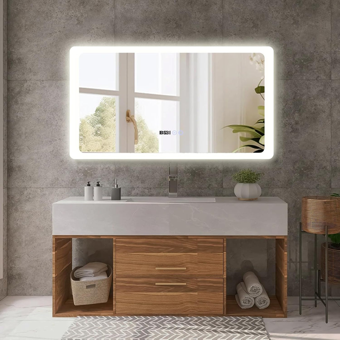 YOURLITE Badspiegel mit Beleuchtung 100x60 cm,LED Badezimmerspiegel mit Touch-Schalter,Spiegel Bad W