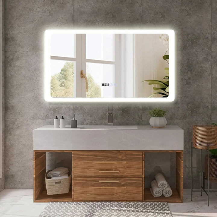 YOURLITE Badspiegel mit Beleuchtung 100x60 cm,LED Badezimmerspiegel mit Touch-Schalter,Spiegel Bad W