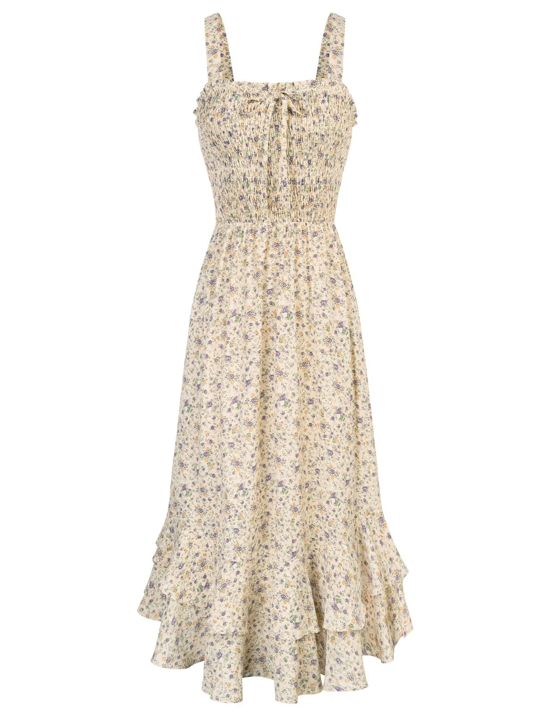 GRACE KARIN Damen langes Blumenkleid Ärmellos Spaghettiträger Freizeitkleid Böhmisch Maxikleid Stran