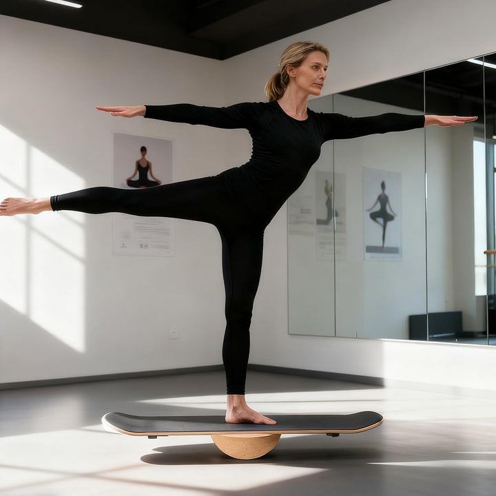 Balance Board Halbkugel aus massivem Kork, Gleichgewichts Trainer für Fitness, Yoga, 15 cm Durchmess