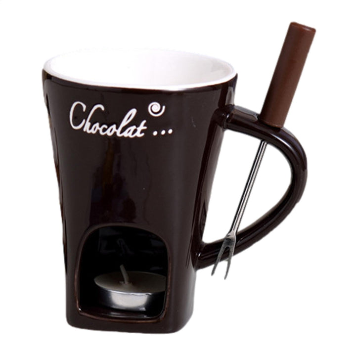Schokoladen Fondue Becher Set | 130 Ml Teelicht Schokofondue Tasse Aus Keramik | Schoko Fondue Teeli