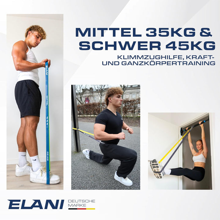 ELANI Resistance Bands - zweifarbig mit Widerstandslinien + Workoutplan & Eco-Verpackung - Widerstan