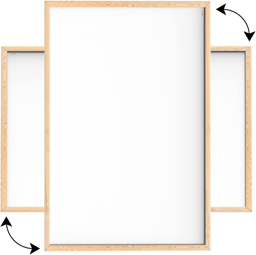 ALLboards Whiteboard mit Holzrahmen 100x80cm Magnettafel Weiss Magnetisch, Trocken Abwischbar 100B x