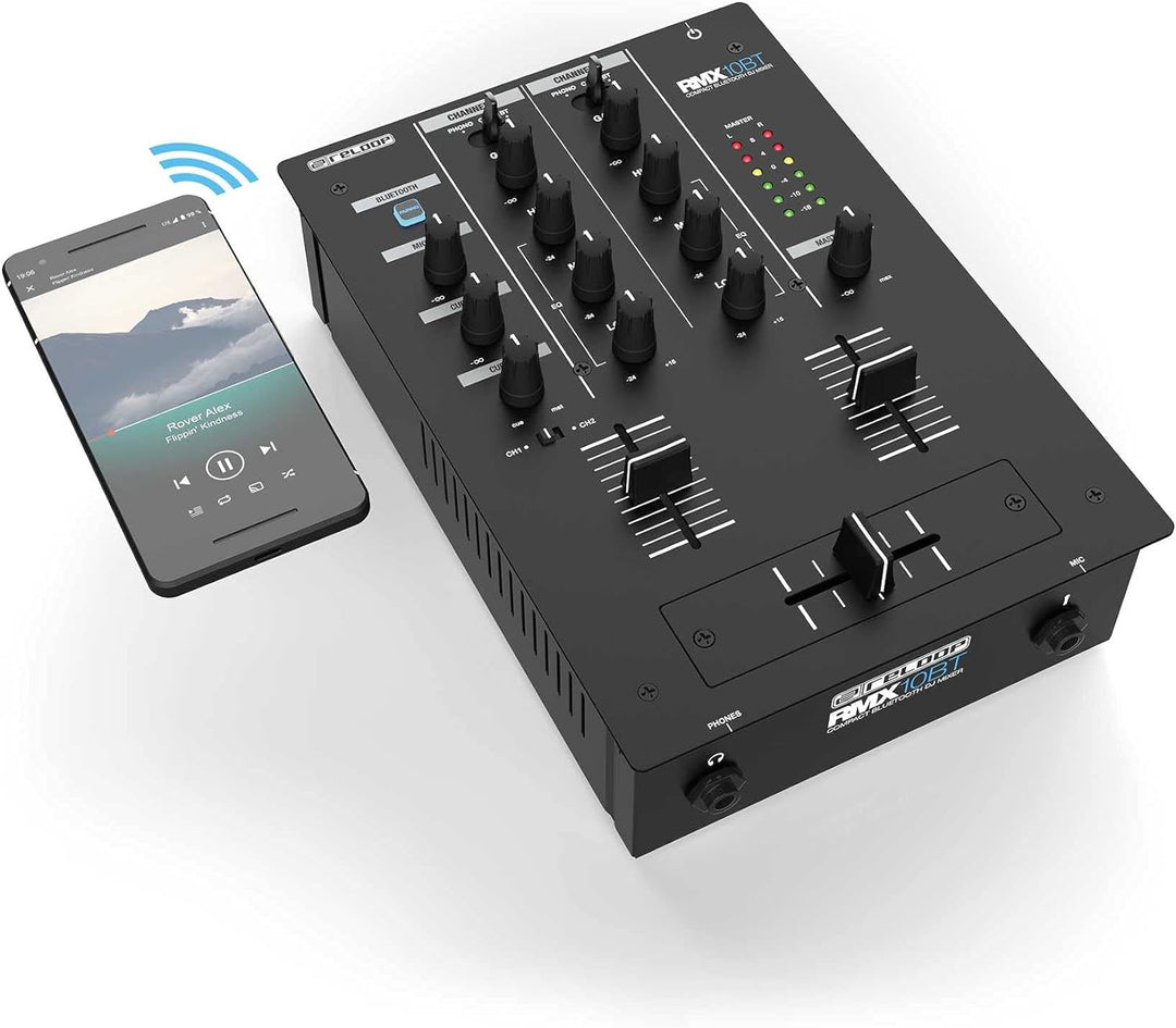 Reloop RMX-10 BT 2-Kanal Bluetooth DJ-Mixer mit eingebauter Bluetooth-Konnektivität, schwarz Single,