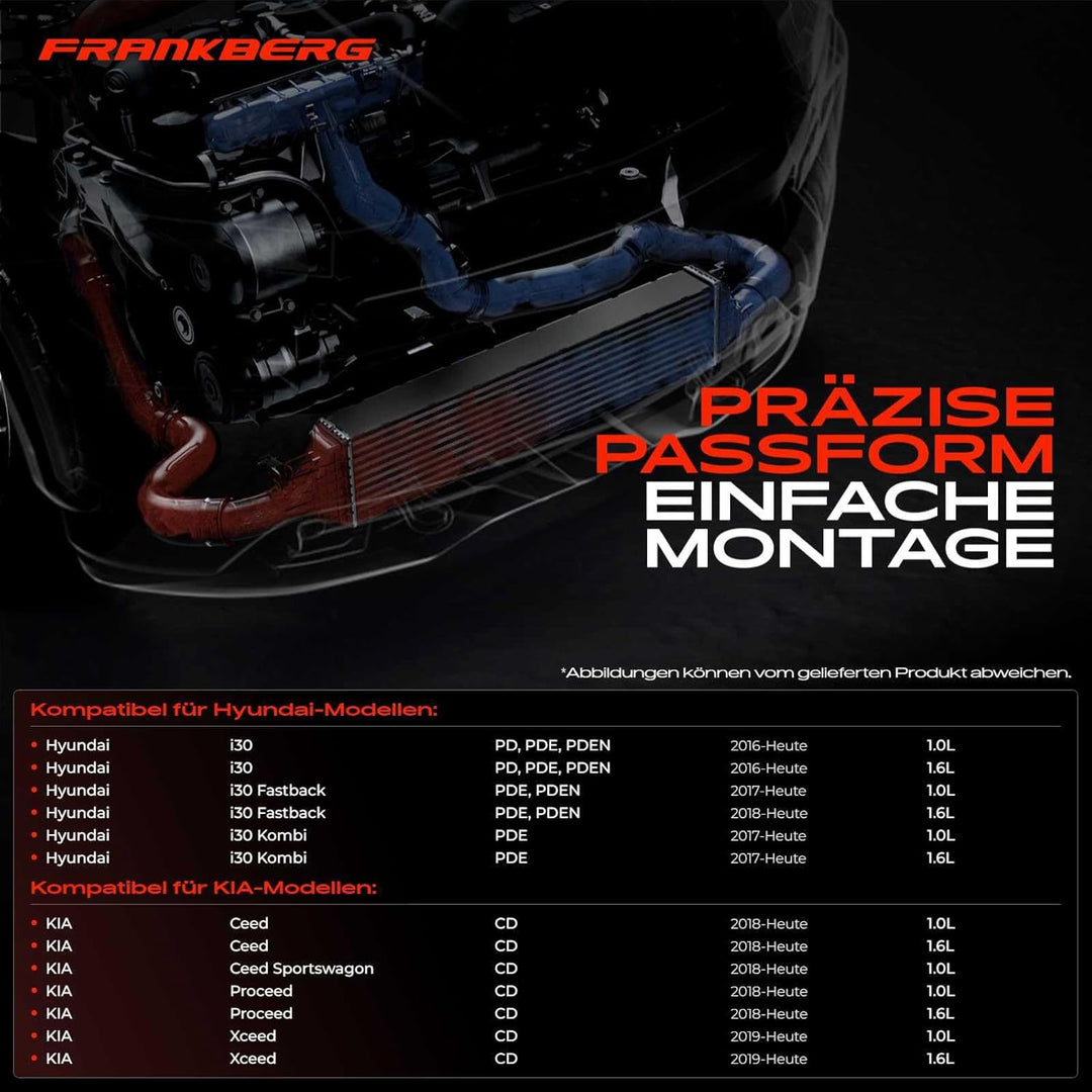 Frankberg Ladeluftkühler Turbokühler Kompatibel mit i30 PD PDE PDEN 2016-Heute Ceed Proceed CD 2018-