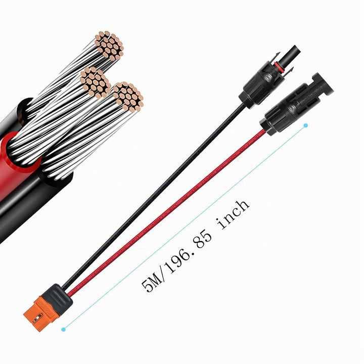 ZkeeShop Solarladekabel Solarstecker auf XT60i Adapter Stecker Anschluss Solarpanel 12AWG XT60i-F Ka