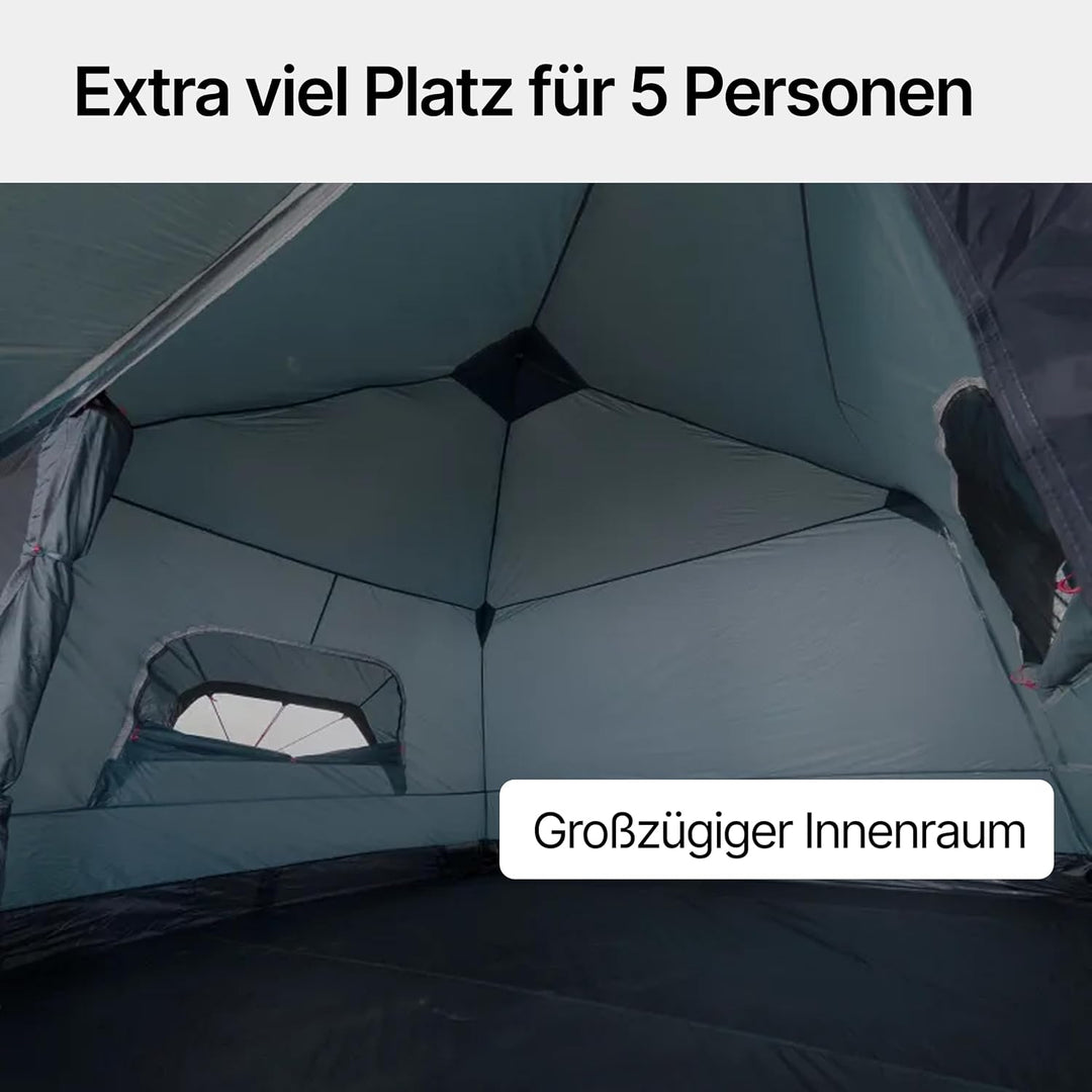 qeedo Quick Villa Familienzelt (für 4 oder 5 Personen) mit Quick-Up Schnellaufbau-System - Wasserdic