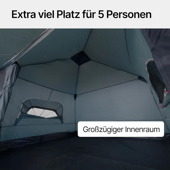 qeedo Quick Villa Familienzelt (für 4 oder 5 Personen) mit Quick-Up Schnellaufbau-System - Wasserdic
