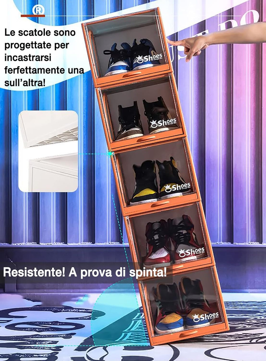 S.I.C Schuhbox, Schuhaufbewahrungsbehälter, Schuhregal mit ausziehbarer Schublade, Aufbewahrung, fal