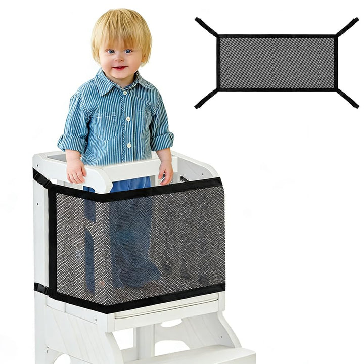 Sicherheitsnetz für Kleinkinderturm, 110x45cm Doppelschichtiges Schutznetz für Lernturm & Küchenhelf