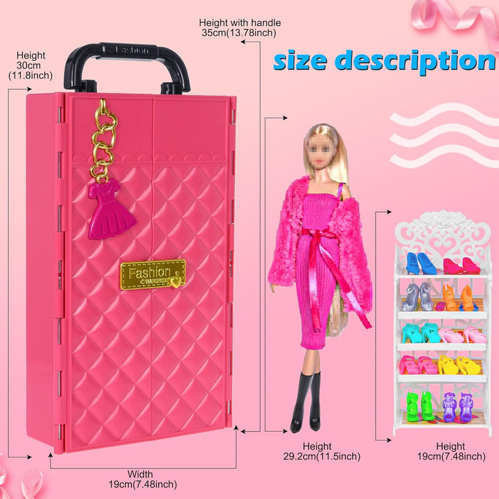 11.5 Zoll Mädchen Puppe mit Puppe Kleiderschrank Schrank Playset schliessen Mode Lange Kleider, Schu