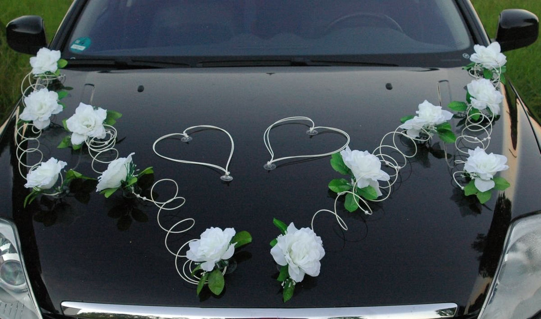 Marta Auto Schmuck Braut Paar Rose Deko Dekoration Autoschmuck Hochzeit Car Auto Wedding Deko PKW (W
