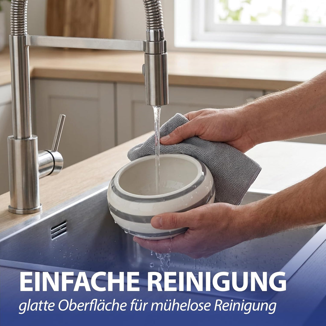 Roomando XXL Sturmaschenbecher Ø 23cm in grau-Weiss-gestreift Modell Gloomy Admiral