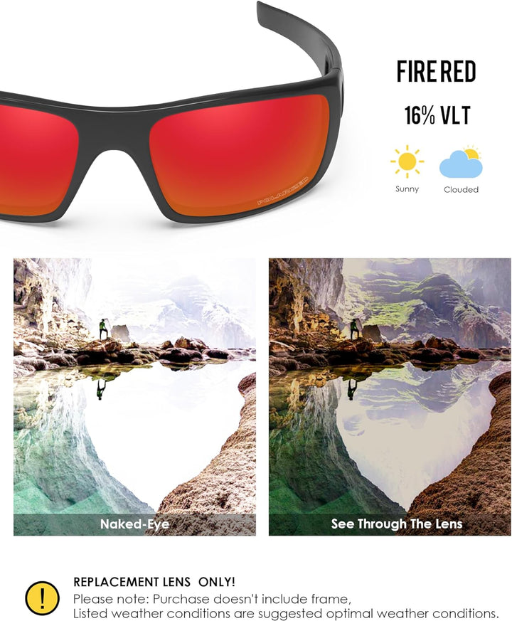 BlazerBuck Anti-salz Polarisierte Ersatzgläser für Oakley Crankshaft OO9239 Feuerrot Polarisiert, Fe