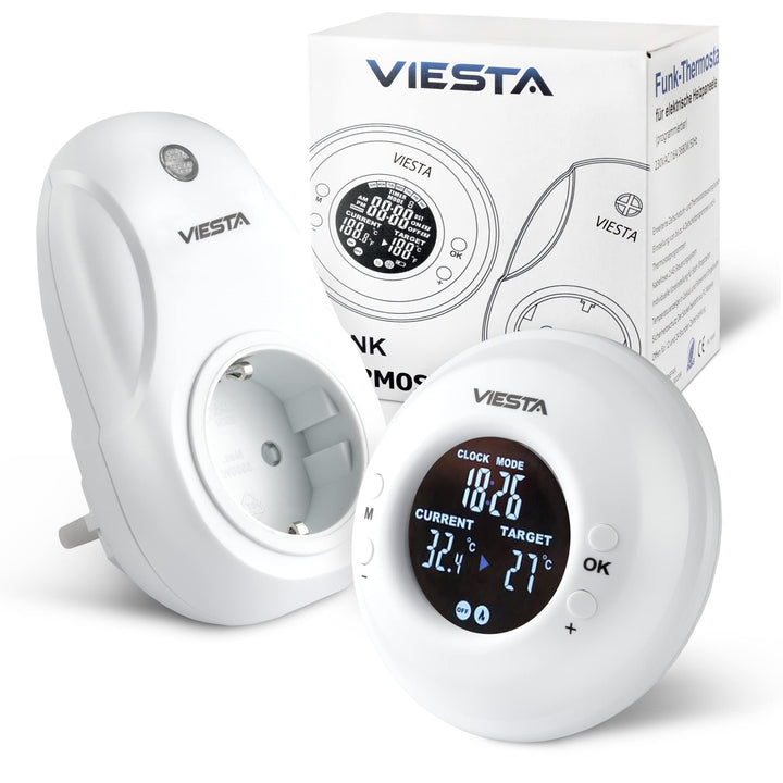 TH20 Funk-Steckdosenthermostat (230V/3600W) – Digital, programmierbar, mit Fernbedienung, Wochenprog