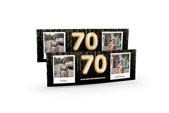 Banner zum 70. Geburtstag selbst gestalten (50cm x 150cm) Personalisierter Geburtstagsbanner für Man
