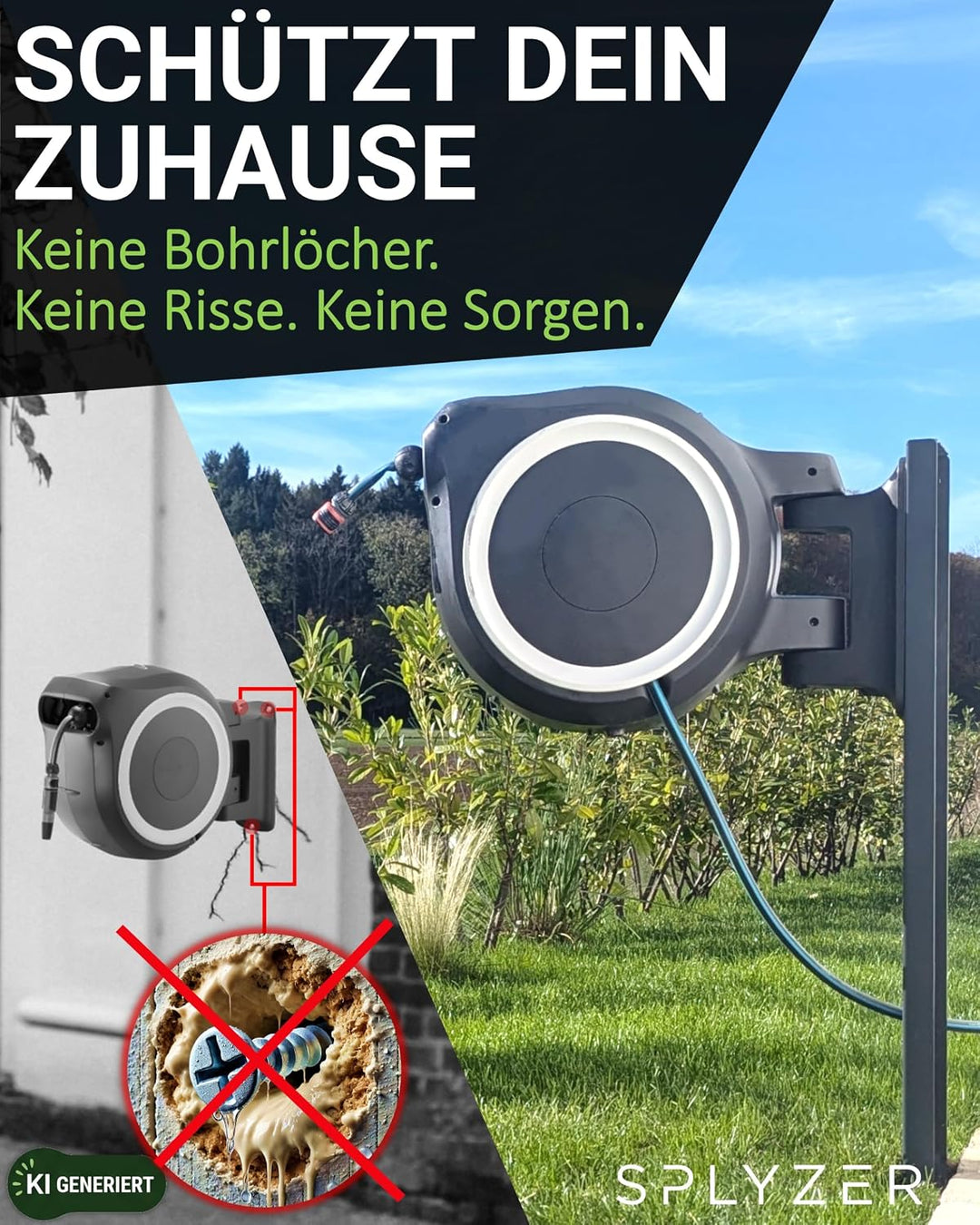 Schlauchbox Halterung zur Bodenmontage – Kompatibel mit GARDENA® Schlauchboxen &amp; Gartenschlauch Trom