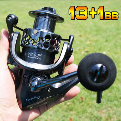 Sougayilang Angelrolle 13 + 1BB Leichtgewichtig, ultraglatt, Aluminium, drehbar, mit gratis Ersatz-G