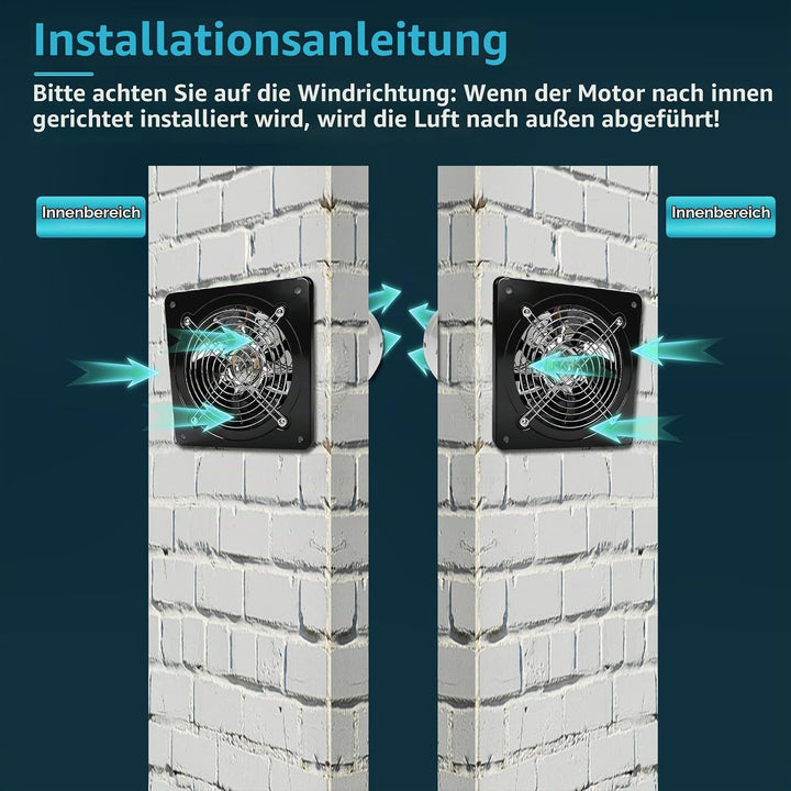 150mm Abluftventilator 600m³/h, Leiser mit Schalter, Stecker, Rückstauklappe, 40W Industrieller Wand