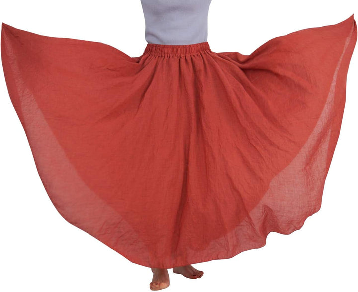 FEOYA Baumwolle Leinen Maxirock Boho Sommer Rock Double Layer Elastische Taille Faltenrock Frauen Ei