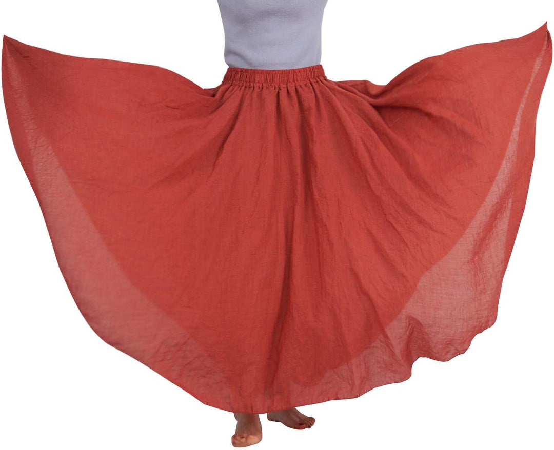 FEOYA Baumwolle Leinen Maxirock Boho Sommer Rock Double Layer Elastische Taille Faltenrock Frauen Ei
