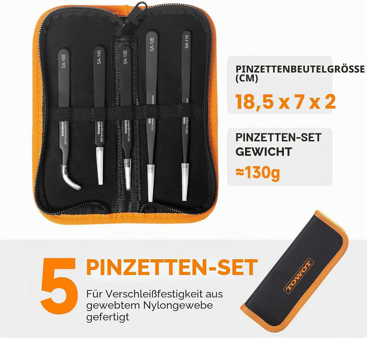 TOWOT 3PCS Präzisions Pinzette, Antistatische Edelstahlpinzette für Elektronik, Handwerk, Schweissen