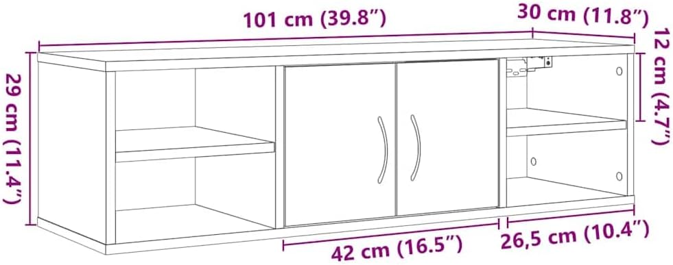 vidaXL Wandschrank Altholz-Optik 101x30x29 cm Holzwerkstoff, Schrank, Wohnzimmerschrank, Lagerschran