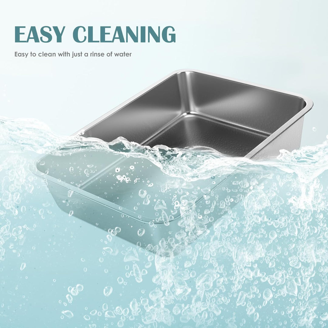 IKITCHEN Grosse Katzentoilette Edelstahl(45×35×10cm), Litter Box Katzenklo, Katzen und Kaninchen Met