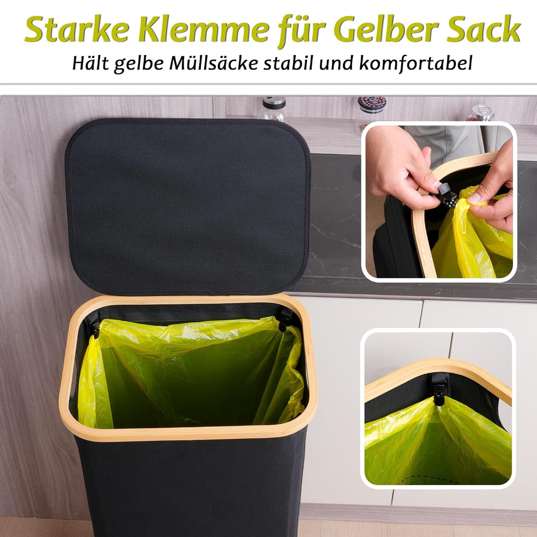 efluky Gelber Sack Ständer 100L, Mülleimer mit Deckel, Müllsackständer für Gelbe Säcke, Leichte Entn