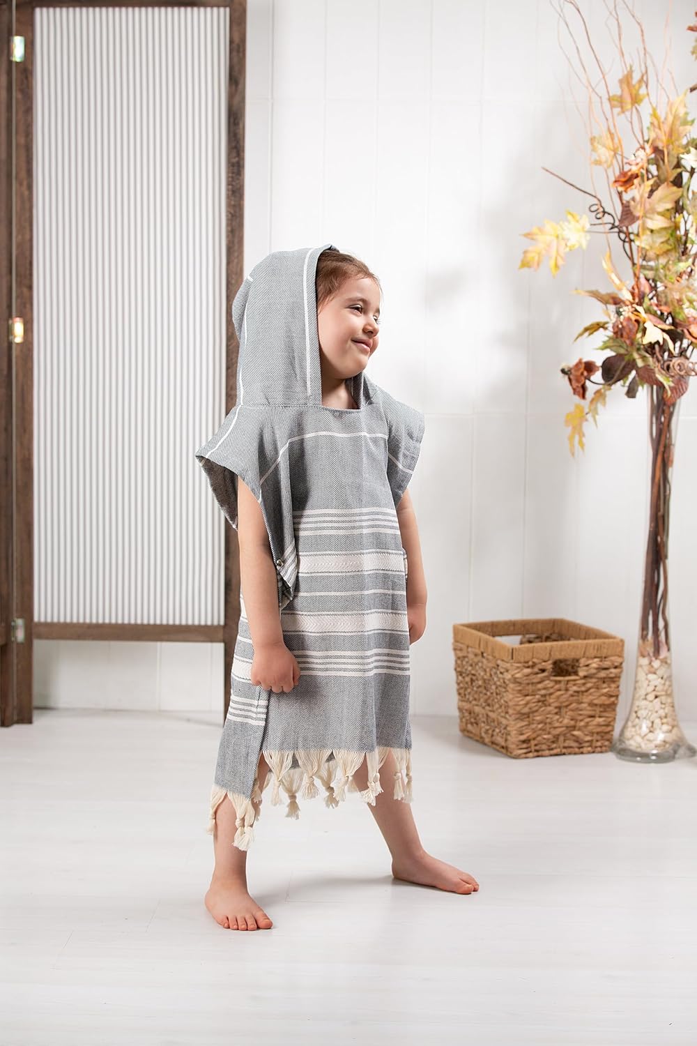 ELY PARKER Strandponcho für Kinder - 100% Baumwolle Strandtuch &amp; Strandkleid - Saugstarkes Badeponch