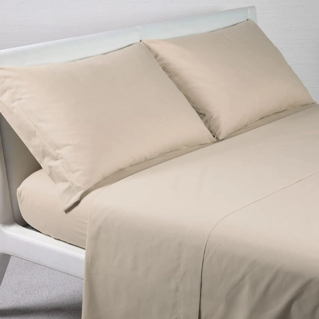 Caleffi - Bettwäsche-Set aus Baumwolle, einfarbig, für Doppelbett, Seil 160 x 190 cm Beige, 160 x 19