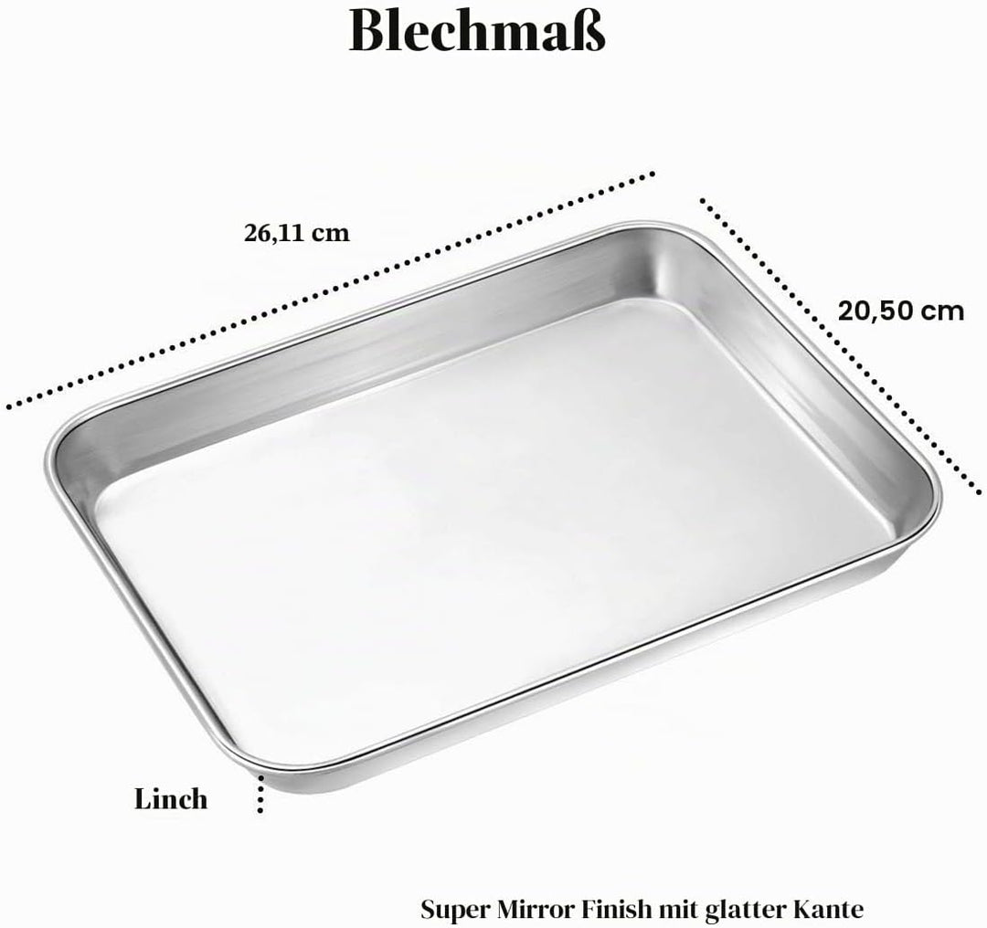 Wildone Baking Sheet Set of 2, Edelstahl Ofenblech Kuchenblech, Grösse 25.4 x 20.3 x 2.5 CM, Ungifti